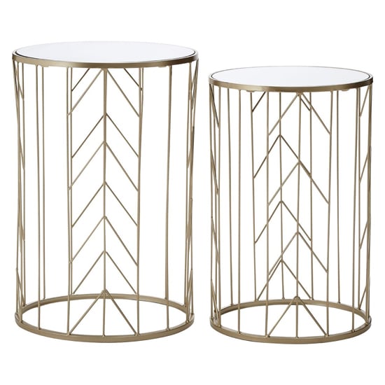 Avanto Round Glass Set of 2 Side Tables With Arrow Metal Frame_2