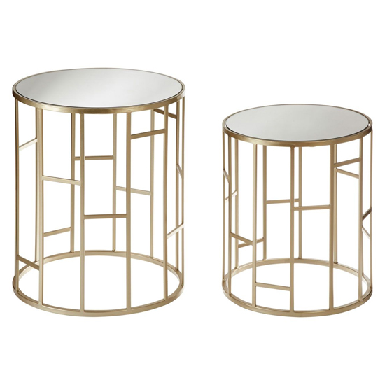 Avanto Round Glass Set of 2 Side Tables With Asymmetric Frame