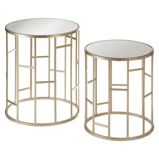 Avanto Round Glass Set of 2 Side Tables With Asymmetric Frame