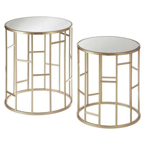 Read more about Avanto round glass set of 2 side tables with asymmetric frame