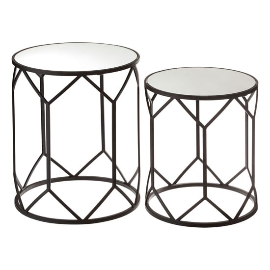 Avanto Round Glass Set of 2 Side Tables With Black Metal Frame_2