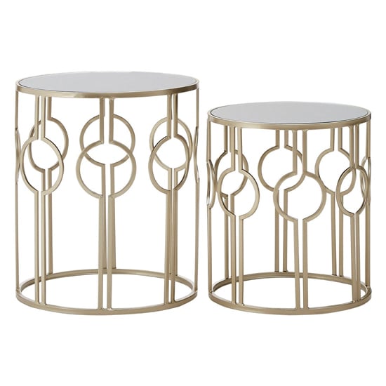 Avanto Round Glass Set of 2 Side Tables With Champagne Frame_2