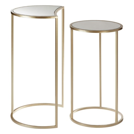 Avanto Round Glass Top Set of 2 Side Tables With Metal Frame_3