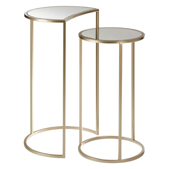 Read more about Avanto round glass top set of 2 side tables with metal frame