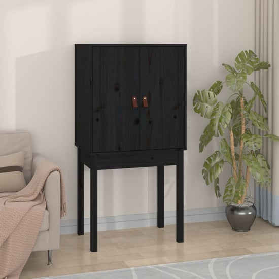 Product photograph of Aveiro Pinewood Highboard With 2 Doors In Black from Furniture in Fashion