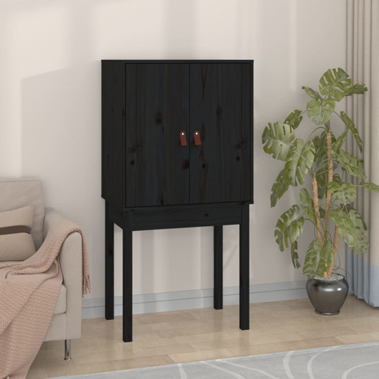 Read more about Aveiro pinewood highboard with 2 doors in black