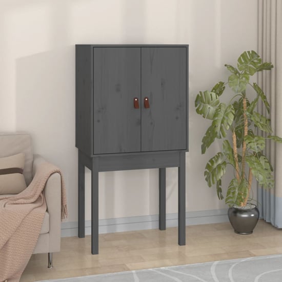 Aveiro Pinewood Highboard With 2 Doors In Grey