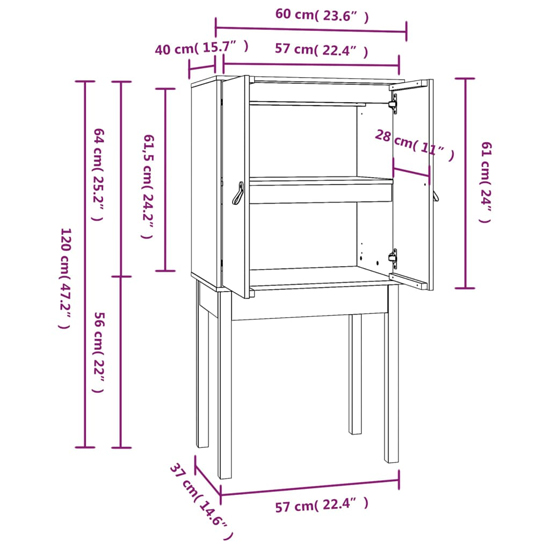 Aveiro Pinewood Highboard With 2 Doors In Honey Brown