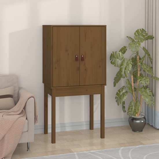 Product photograph of Aveiro Pinewood Highboard With 2 Doors In Honey Brown from Furniture in Fashion