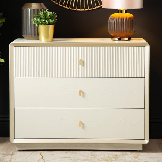 Product photograph of Aveiro Wooden Chest Of 3 Drawers In Cream Elm from Furniture in Fashion