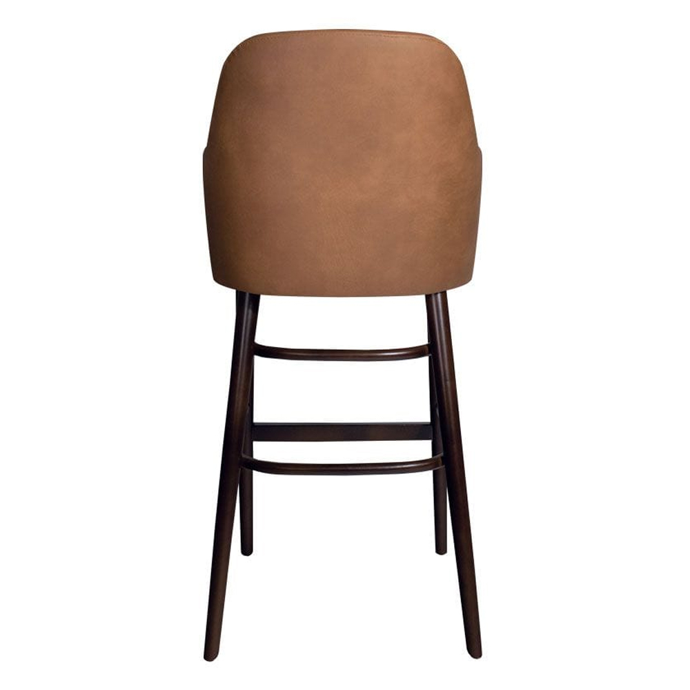 Avelay Cognac Vintage Faux Leather Bar Stools In Pair