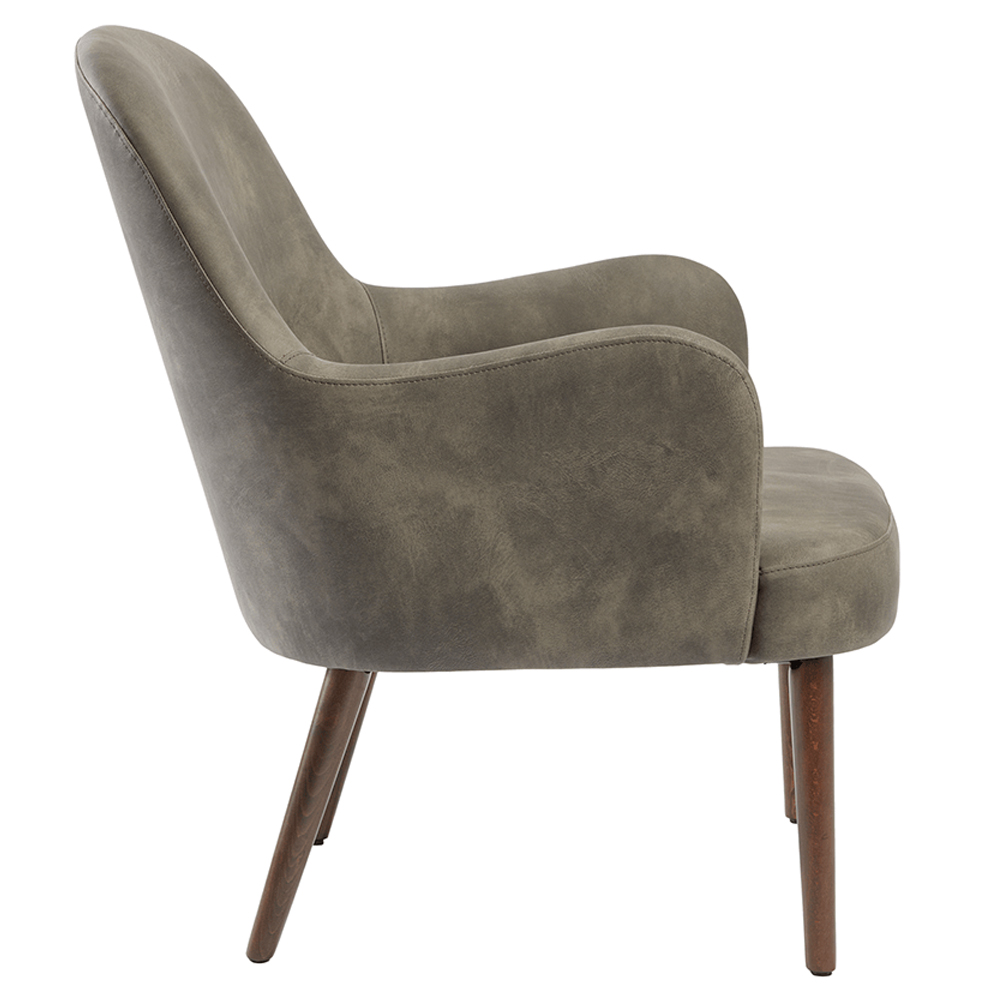 Avelay Faux Leather 1 Seater Sofa In Steel Grey