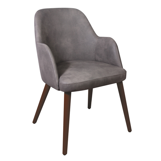 Read more about Avelay faux leather armchair in vintage steel grey