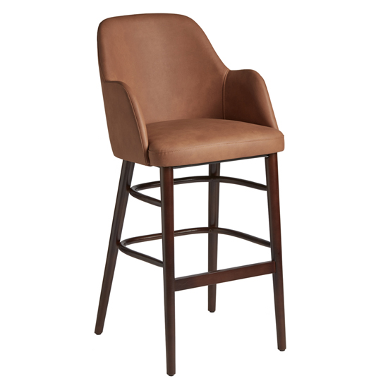 Product photograph of Avelay Faux Leather Bar Stool In Vintage Cognac from Furniture in Fashion