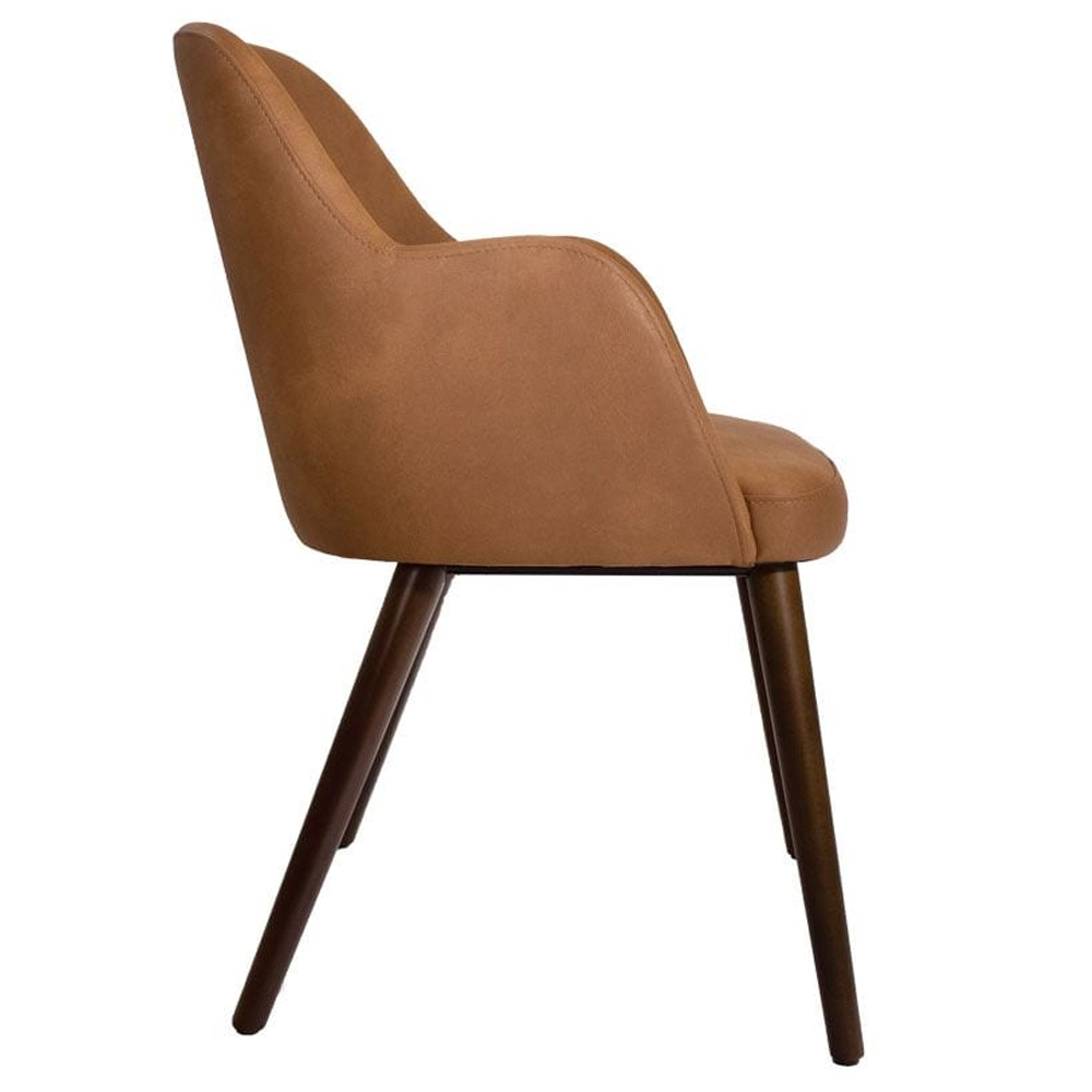 Avelay Faux Leather Bedroom Armchair In Cognac Vintage Elegance