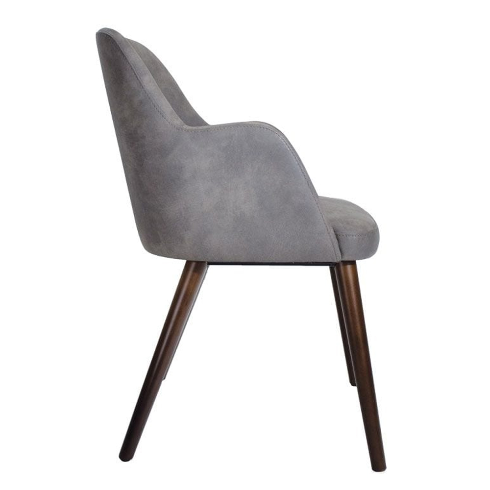Avelay Faux Leather Bedroom Armchair In Steel Grey Vintage Elegance