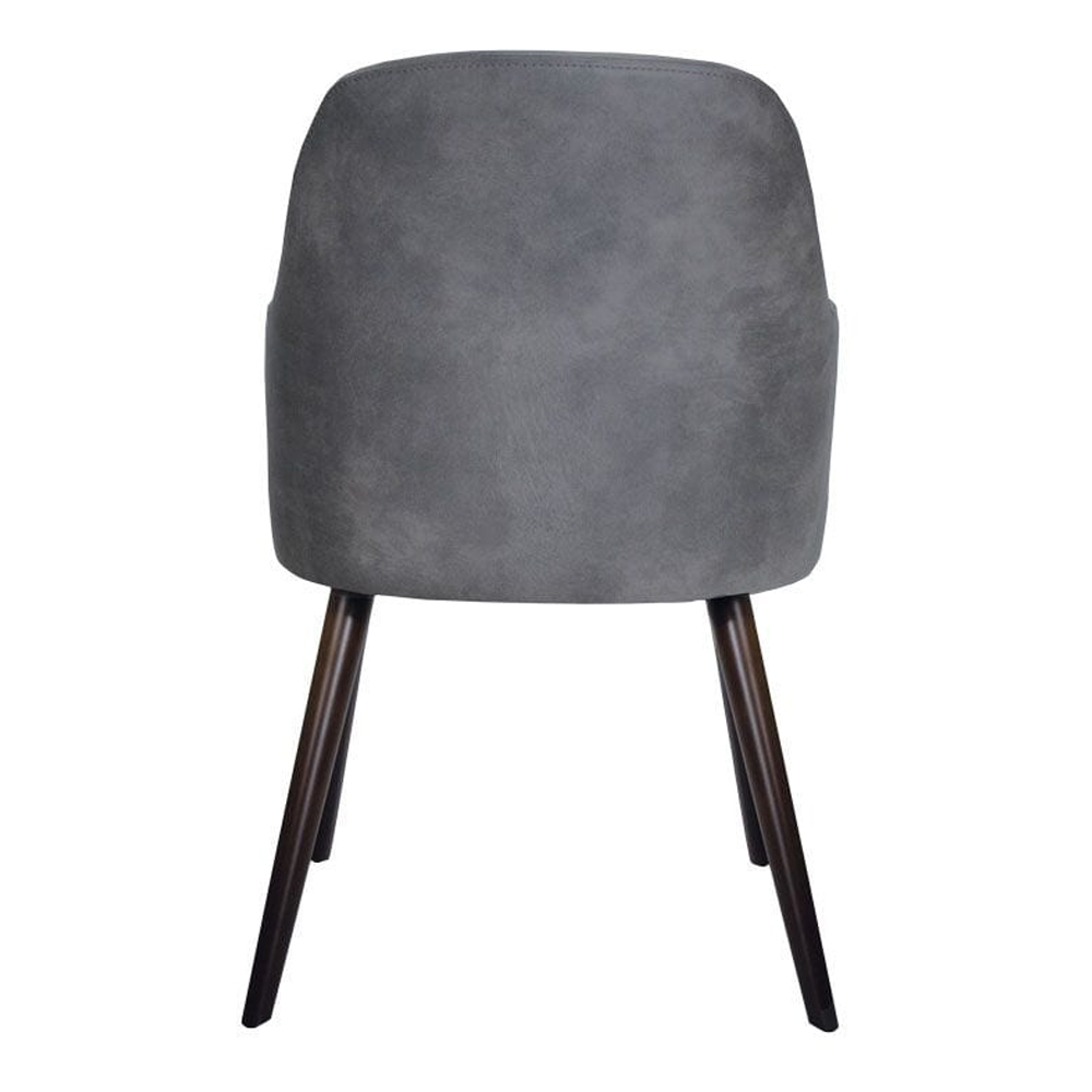Avelay Faux Leather Bedroom Armchair In Steel Grey Vintage Elegance