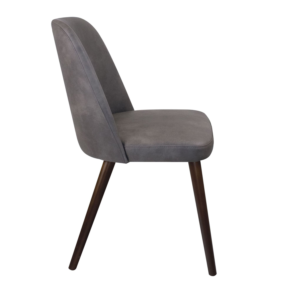 Avelay Faux Leather Bedroom Chair In Steel Grey Vintage Elegance