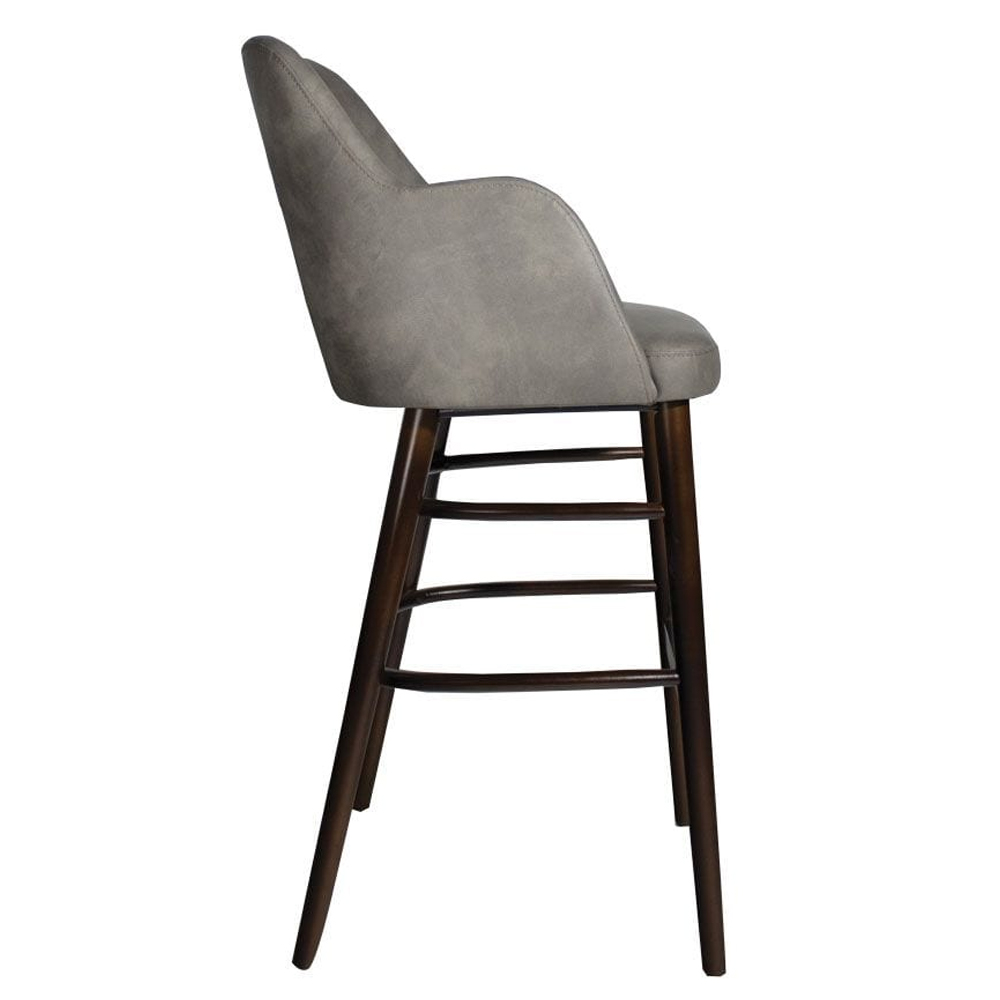 Avelay Steel Grey Vintage Faux Leather Bar Stools In Pair