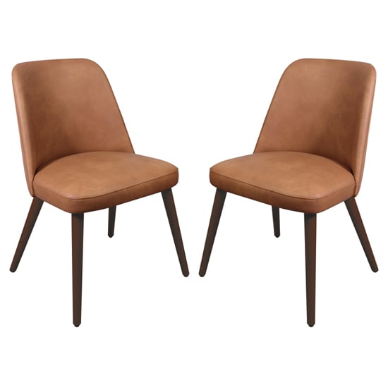 Read more about Avelay vintage cognac faux leather dining chairs in pair