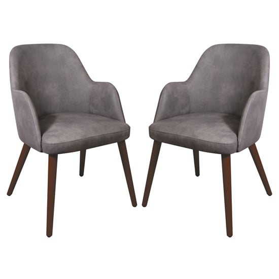 Read more about Avelay vintage steel grey faux leather armchairs in pair