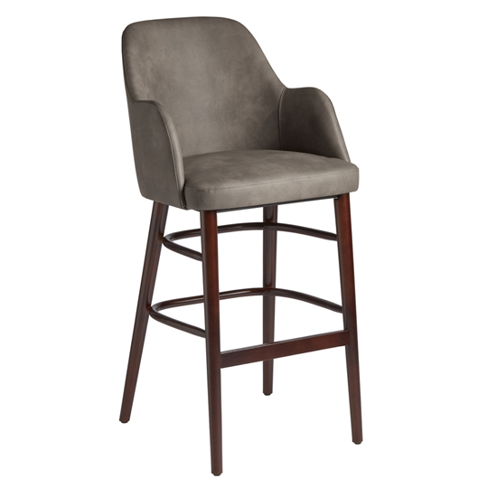 Avelay Vintage Steel Grey Faux Leather Bar Stools In Pair_2