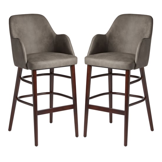 Read more about Avelay vintage steel grey faux leather bar stools in pair
