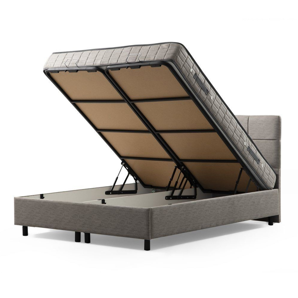 Avelon Fabric Ottoman Storage King Size Bed in Light Grey