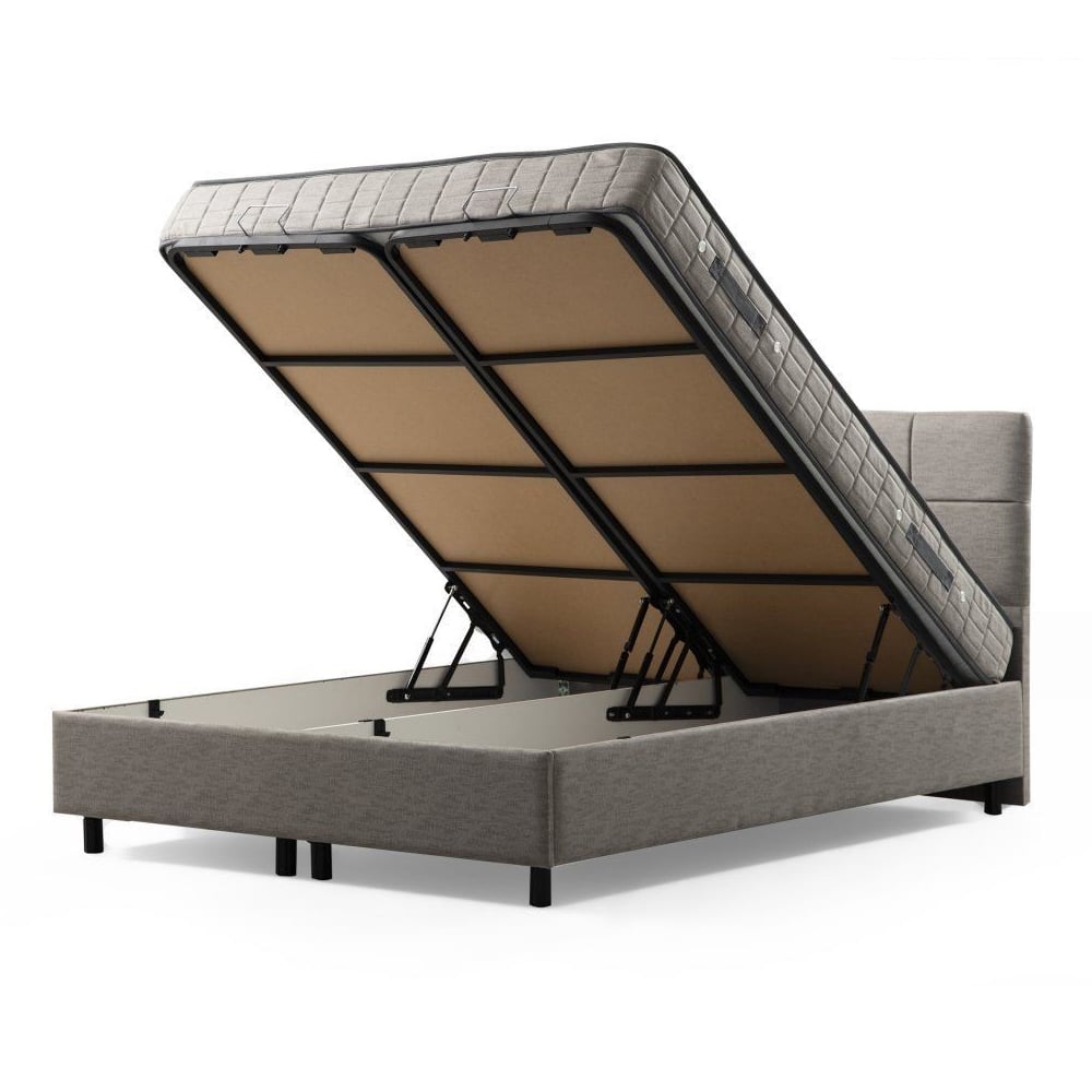 Avelon Fabric Ottoman Storage Small Double Bed in Light Grey