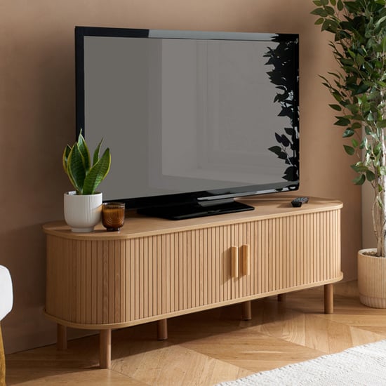 Read more about Avenel fluted tv stand with 2 sliding doors in oak