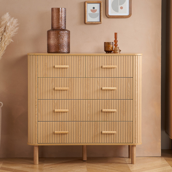 Read more about Avenel fluted wooden chest of 5 drawers in oak