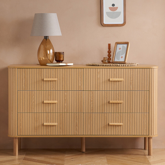 Read more about Avenel fluted wooden chest of 6 drawers in oak