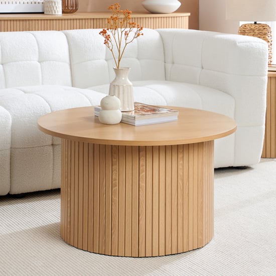 Read more about Avenel fluted wooden coffee table round in oak