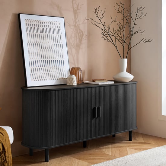 Read more about Avenel fluted wooden sideboard with 2 doors in black