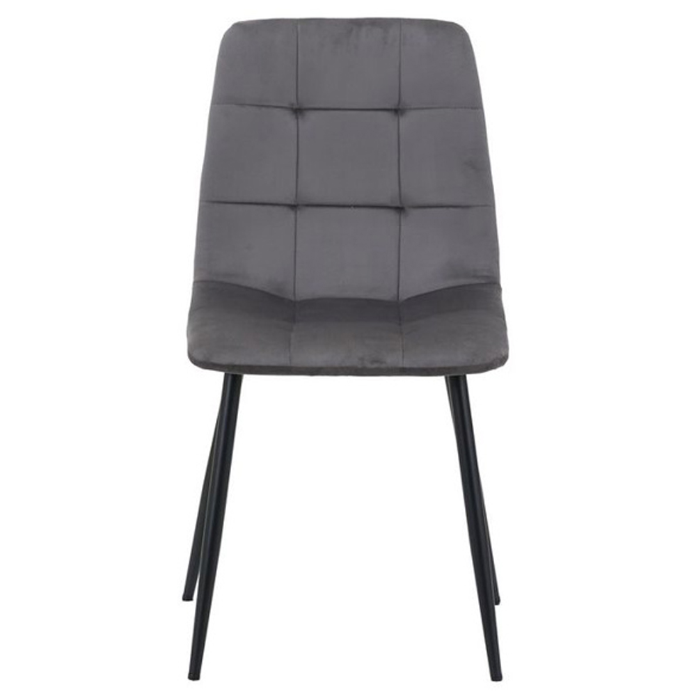 Avenel Grey Fabric Dining Chairs With Black Legs In Pair