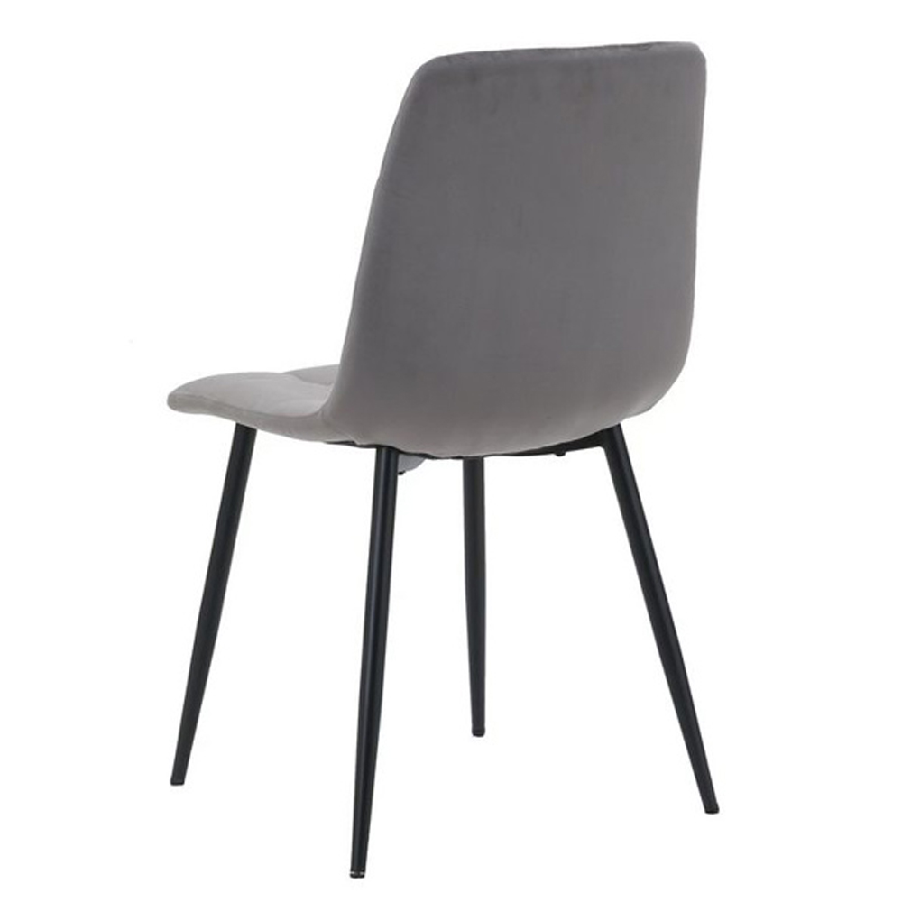 Avenel Grey Fabric Dining Chairs With Black Legs In Pair