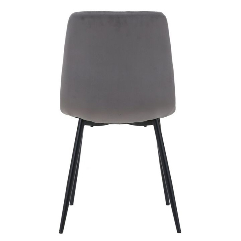 Avenel Grey Fabric Dining Chairs With Black Legs In Pair