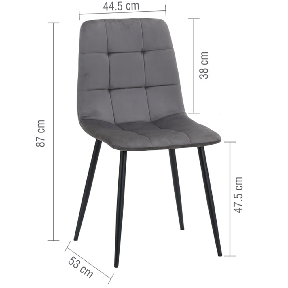 Avenel Grey Fabric Dining Chairs With Black Legs In Pair