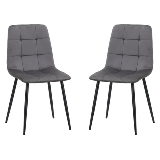 Read more about Avenel grey fabric dining chairs in pair