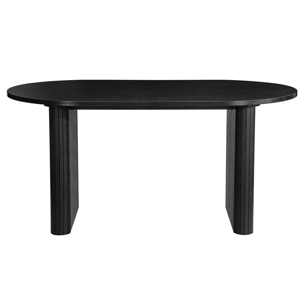 Avenel Oval Wooden Fluted Dining Table in Black