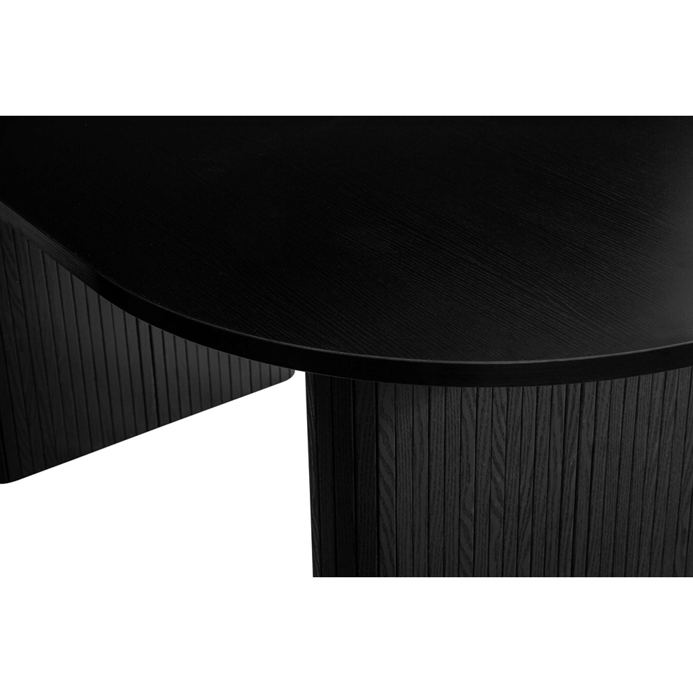 Avenel Oval Wooden Fluted Dining Table in Black