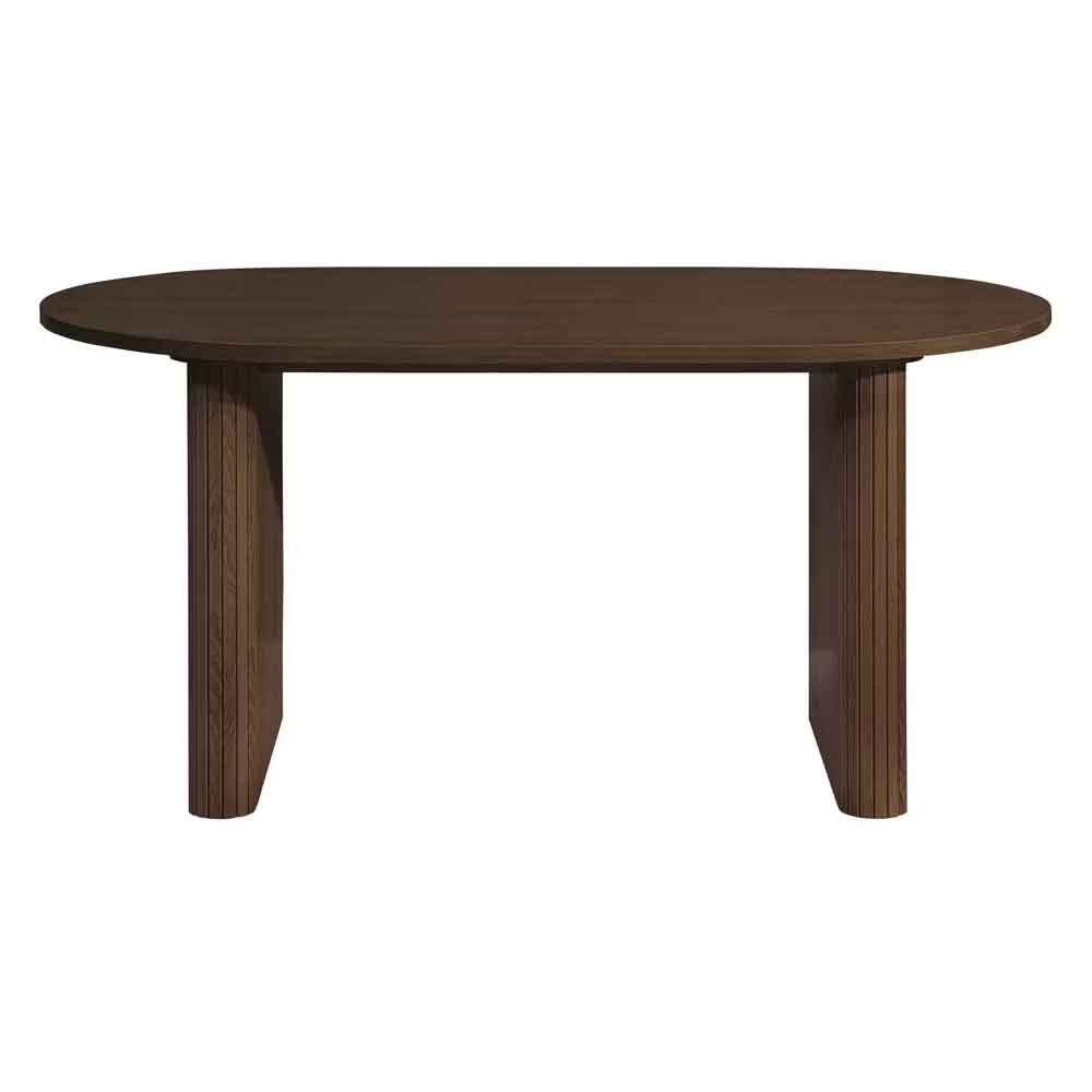Avenel Oval Wooden Fluted Dining Table in Walnut