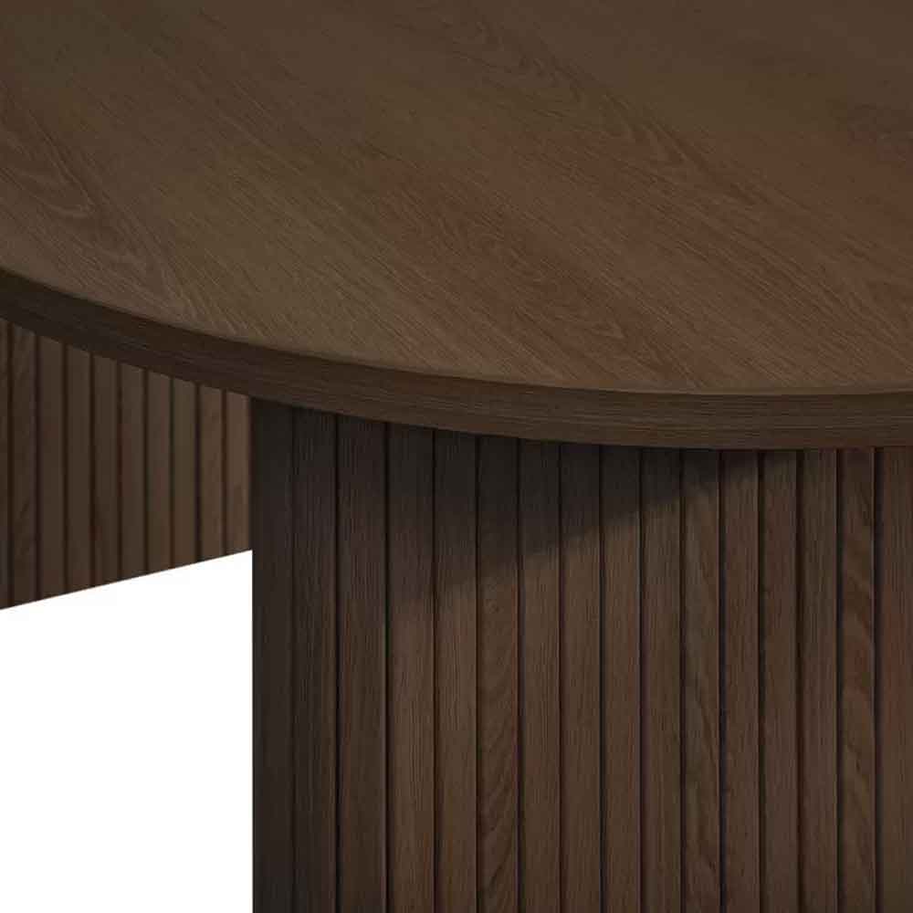 Avenel Oval Wooden Fluted Dining Table in Walnut