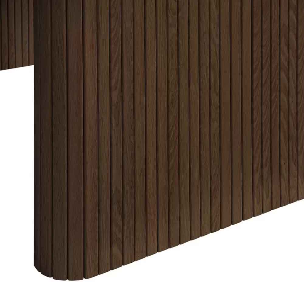 Avenel Oval Wooden Fluted Dining Table in Walnut
