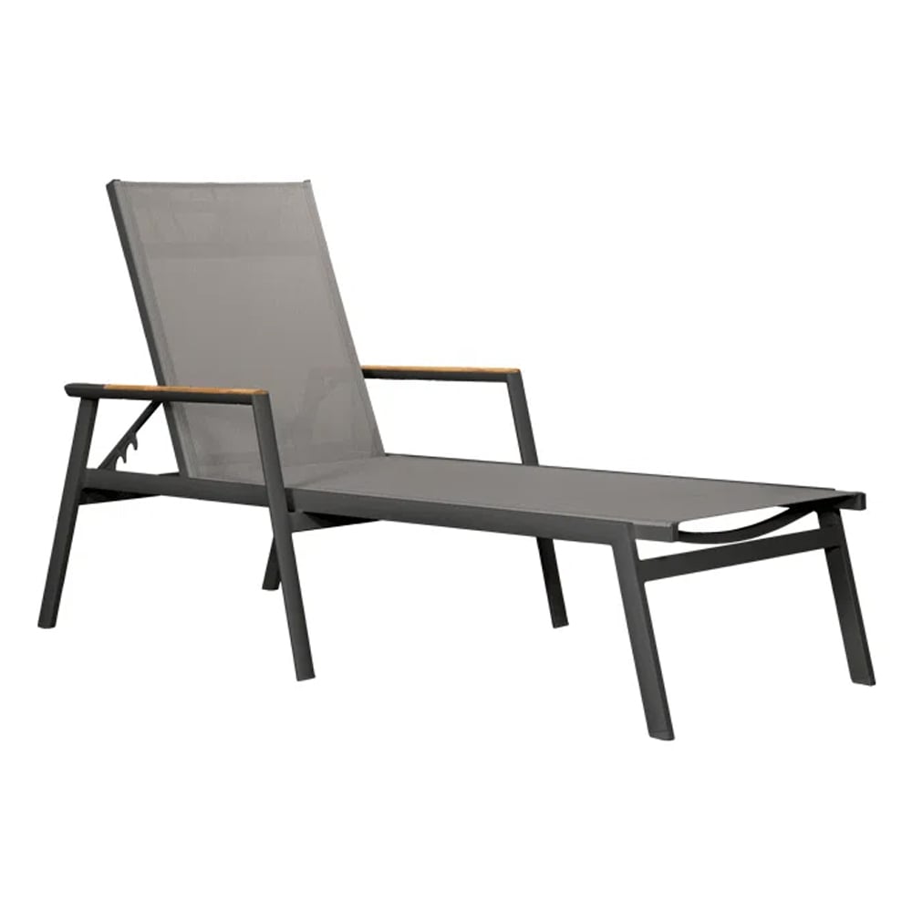 Almont Polyester Garden Sun Lounger In Charcoal And Carbon