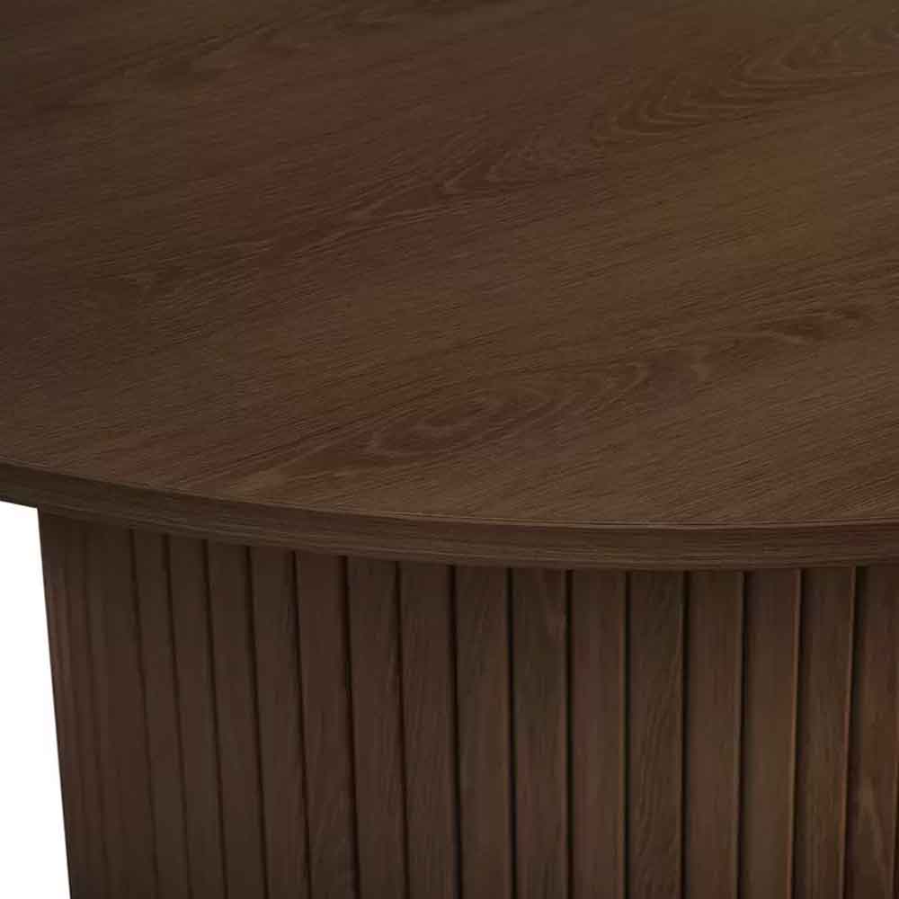 Avenel Round Wooden Fluted Dining Table in Walnut