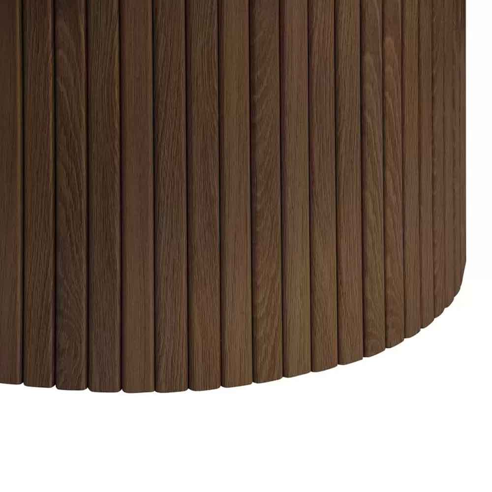 Avenel Round Wooden Fluted Dining Table in Walnut