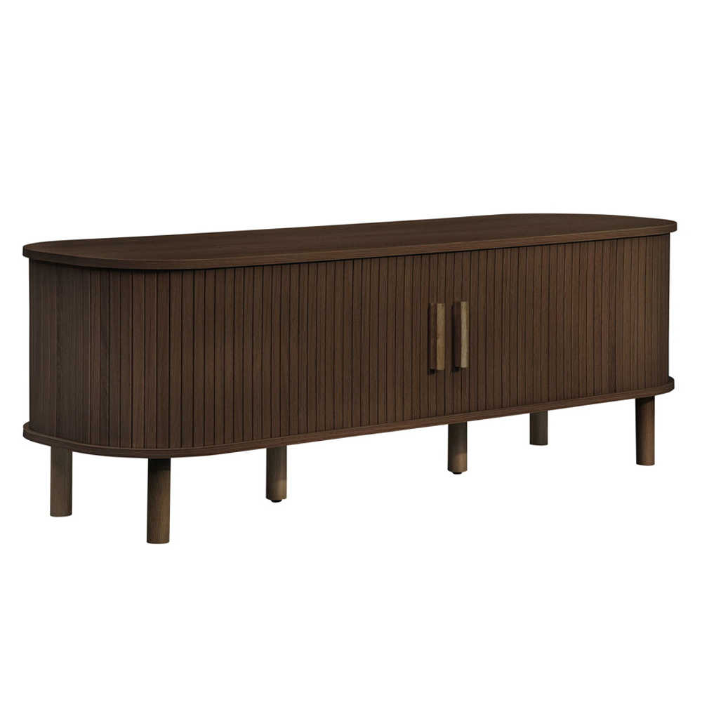 Avenel Small Wooden Fluted TV Stand with 2 Sliding Doors in Walnut