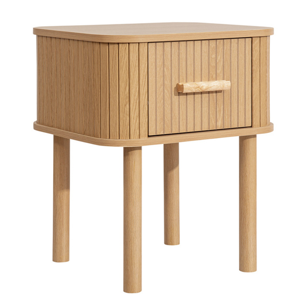 Avenel Wooden Bedside Cabinet With 1 Drawer In Oak
