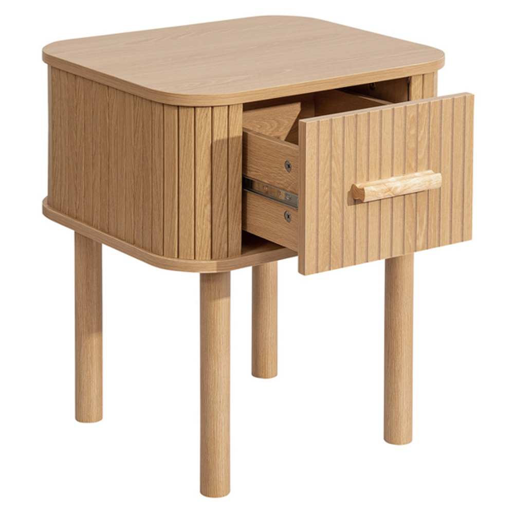 Avenel Wooden Bedside Cabinet With 1 Drawer In Oak